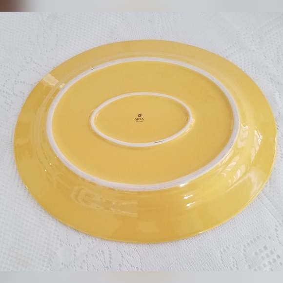 Secla Portugal Stoneware Serving Platter Dish Yellow 15" - Picture 3 of 7